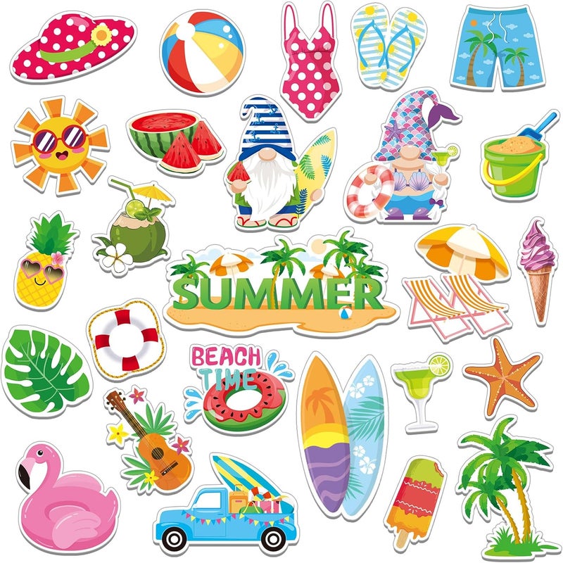 MARFOREVER 50 PCS Summer Window Thick Gel Clings Stickers Reusable Hawaiian Tropic Window Clings Decals for Classroom Nursery Home Summer Beach Pool Party Supplies Decorations - Image 1